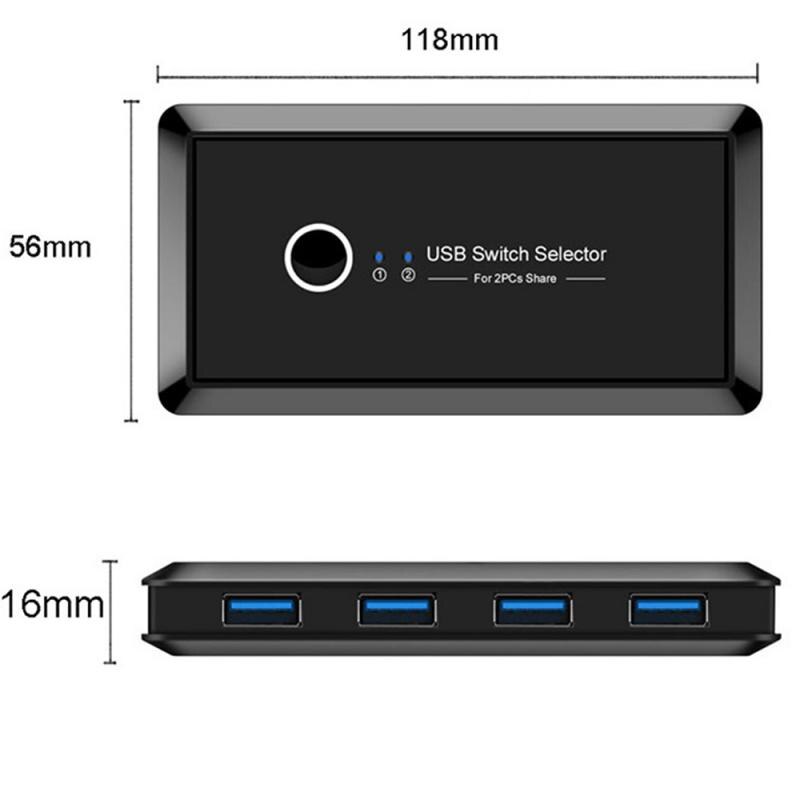 KVM Switch Box USB 3.0 2.0 Switcher 2 Port PCs Sharing 4 Devices for Keyboard Printer Monitor USB Switch