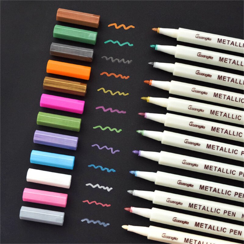 10 Kleuren Set Tekenen Schilderen Marker Pennen Metallic Pen Voor Zwart Papier Glas Hout Kunst Schoolbenodigdheden Briefpapier Handtekening Pen