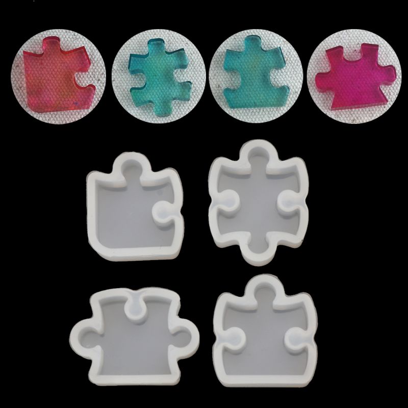 4Pcs Puzzle Gemstone Crystal Mold Silicone Mould DIY Jewelry Pendant Making Tool Dried Flower Resin Decorative DIY Hand Crafts