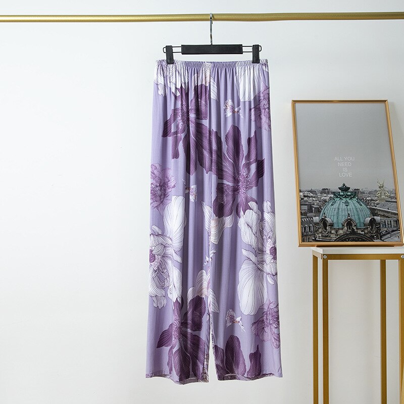 Pyjama en coton et lin pour femmes, style décontracté, confortable et fin, pantalon à jambes larges, pour la maison, en rayonne, grande taille: 011