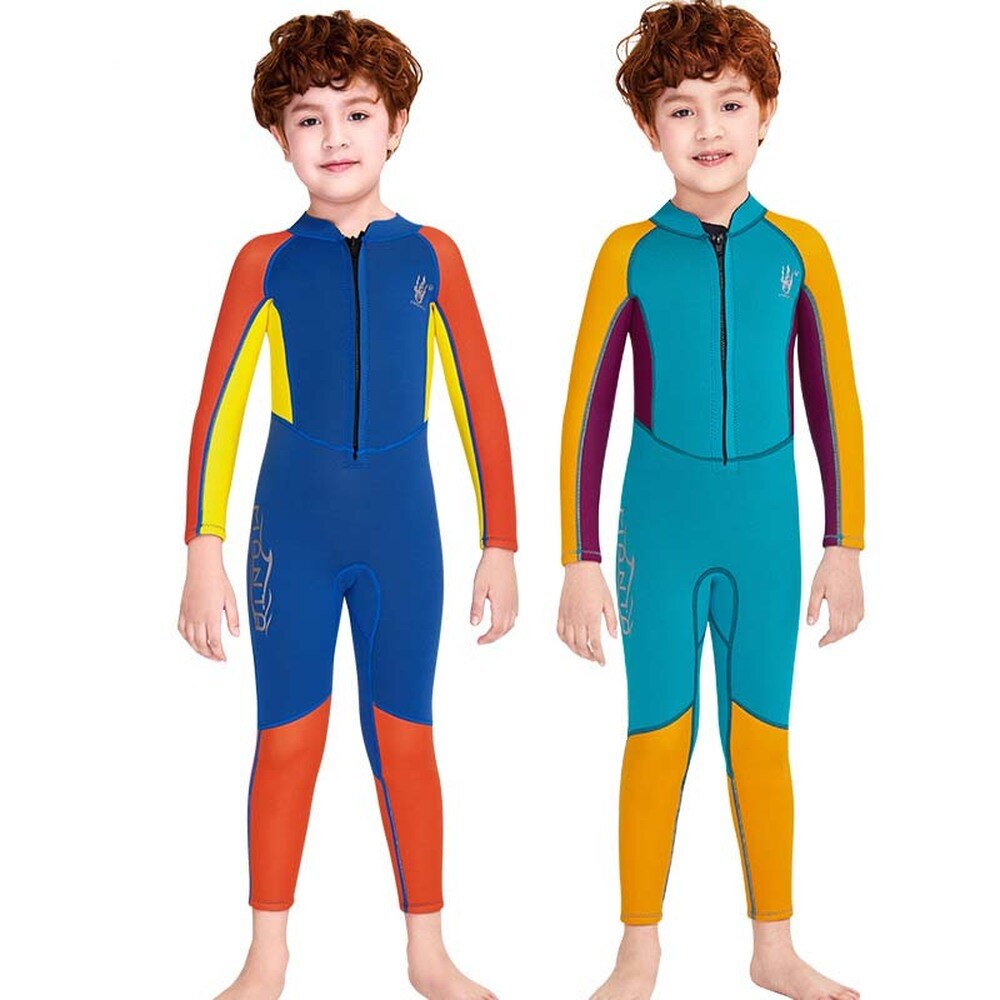 2.5mm Neoprene Boys Wetsuit One-piece Full Length Diving Suit for Kids Front Zip Wet Suit Scuba Kayak Snorkelling Swimming S-2XL