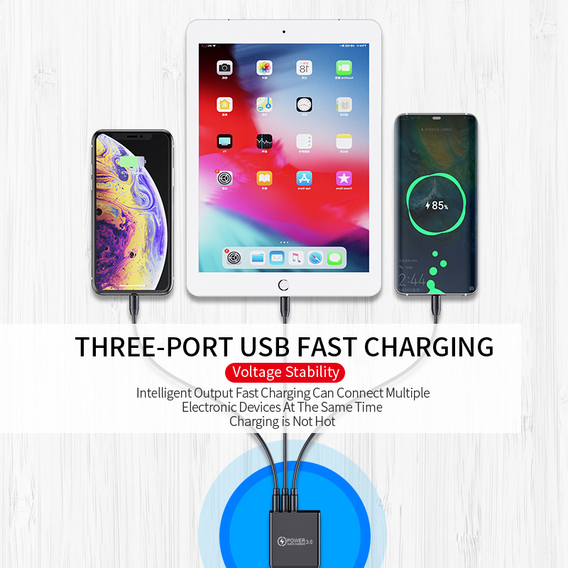 3A Usb Fast Charger 3 Poorten Met Led Display Universele Mobiele Telefoon Opladers Voor Iphone Samsung Huawei Quick Opladen Lader