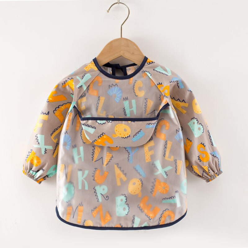 Baby Kids Toddler Long Sleeve Scarf Waterproof Art Smock Feeding Bib Apron Pocket Infant Boys Girls Burp Cloth Bandana Bibs: 12