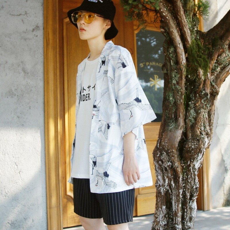 Kimono Men Japanese Kimono Traditional male kimono cardigan men harajuku streetwear samurai costume yukata male haori obi FF001