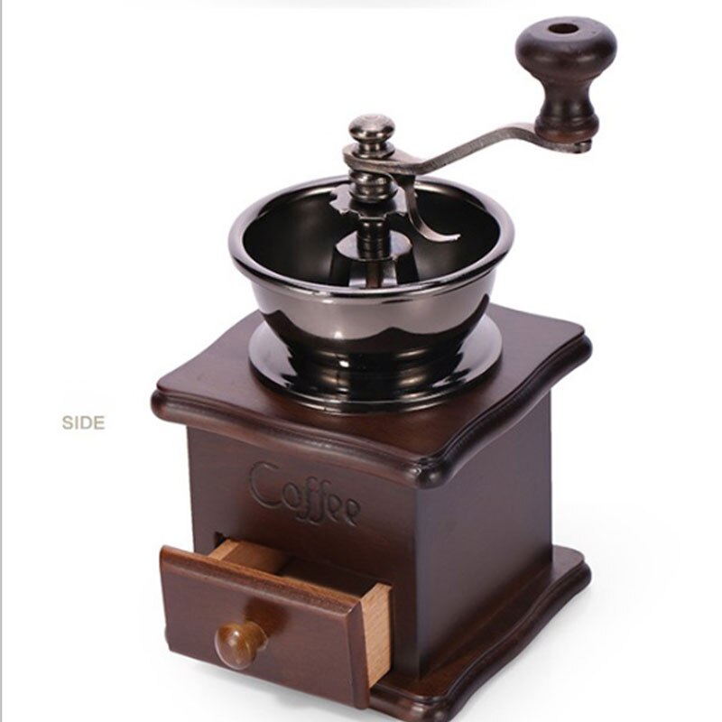 Klassieke houten handmatige koffiemolen hand roestvrij staal retro koffie kruiden mini braammolen met hoge keramische molensteen