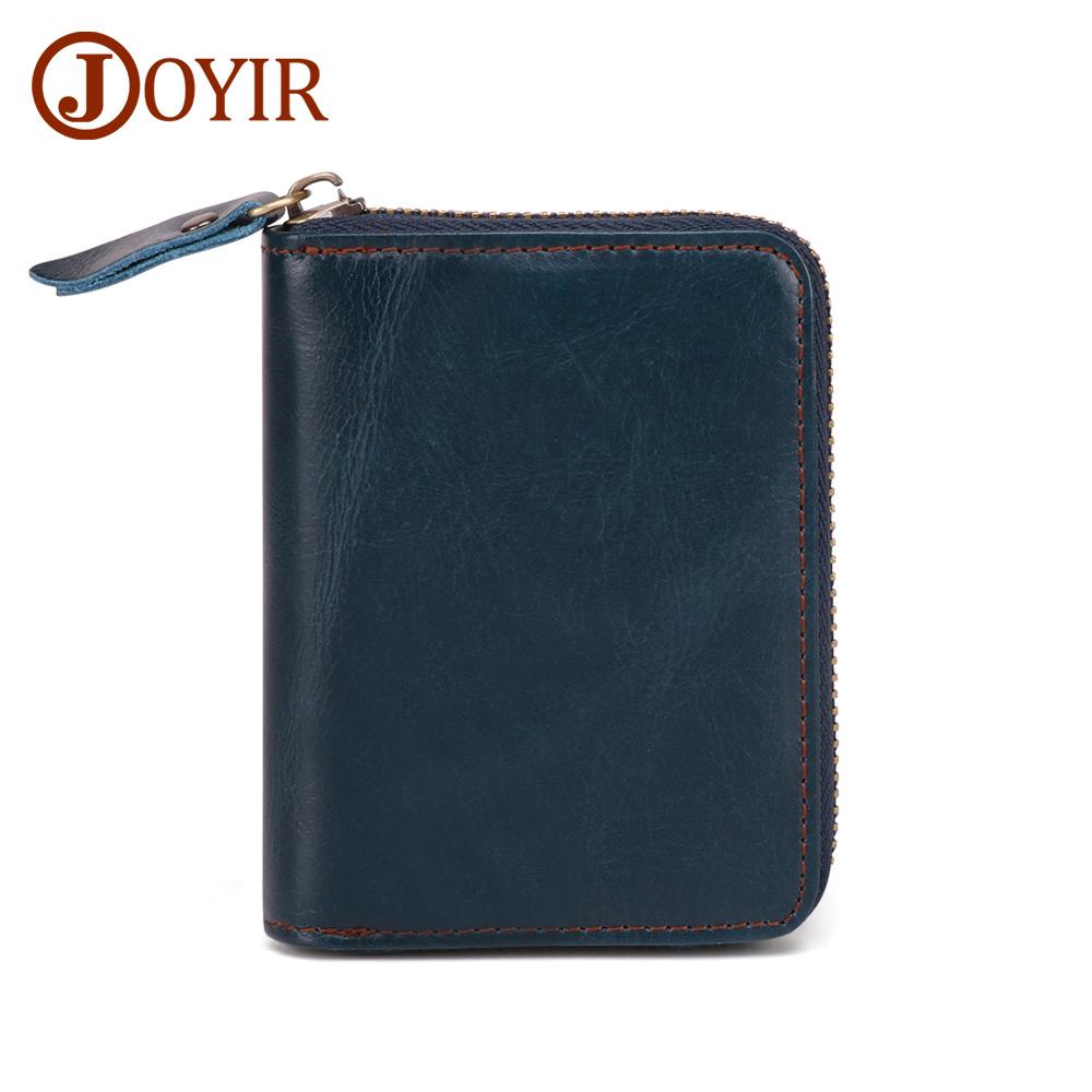 JOYIR Tarjeta de cuero genuino Rfid billetera de negocios de cuero de vaca Unisex tarjeta de crédito cartera hombres mujeres tarjeta Id titular monedero: Dark blue