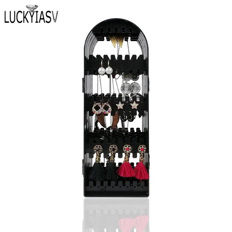 Black 120/180/240/300/360 holes Plastic Earrings Studs Display Rack Folding Screen Earring Jewelry Display Holder Storage Box