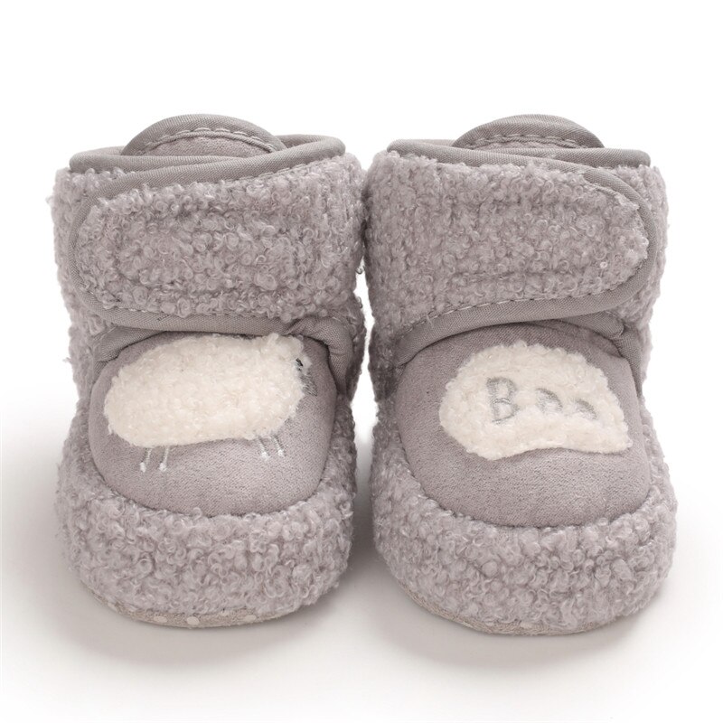 Baby jongens meisjes pantoffels, schattige schapenpatroon baby laarzen winter warme zachte katoenen peuter eerste loopstoel schoenen voor in de wieg: Grijs / 13-18 maanden