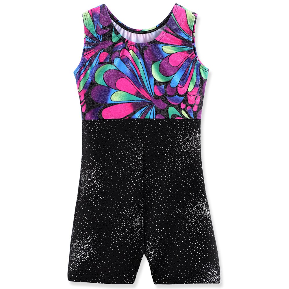 Girls Kids Gymnastics Leotards Biketards Sleeveless Gradient Dance Wear Pleaywear Activewear Tumblewear Athletic Leotards