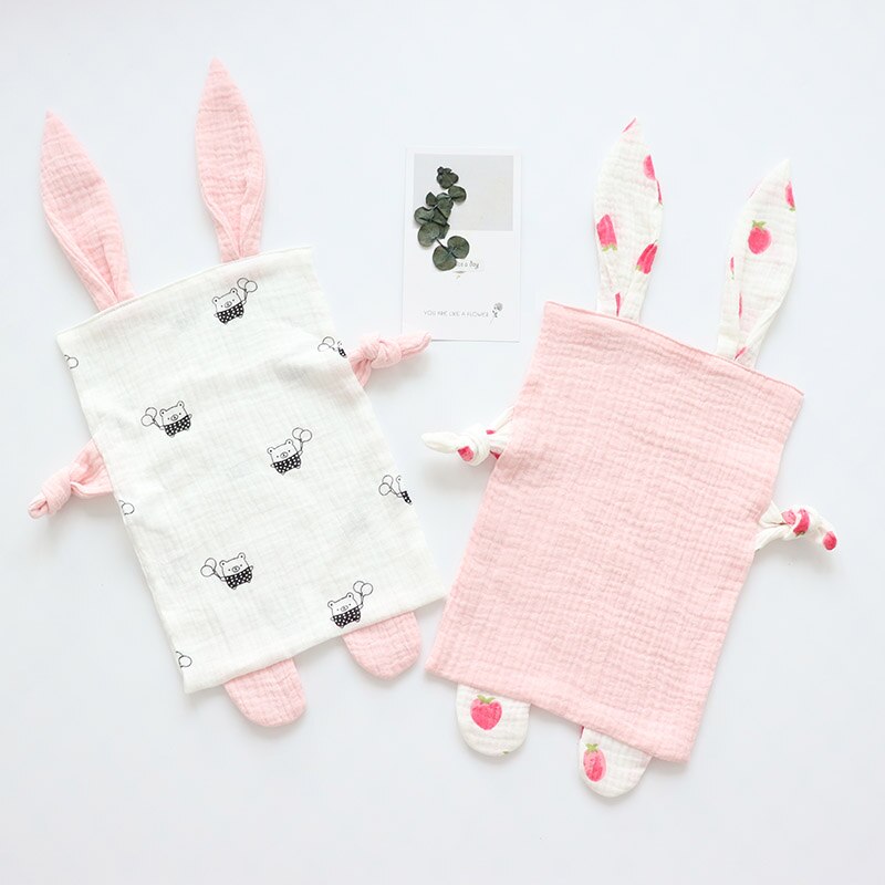 Toalha infantil de algodão orgânico para bebês, cobertor de segurança para recém-nascidos, macio e musselina, brinquedo infantil de dormir, confortável, acalmar, pano