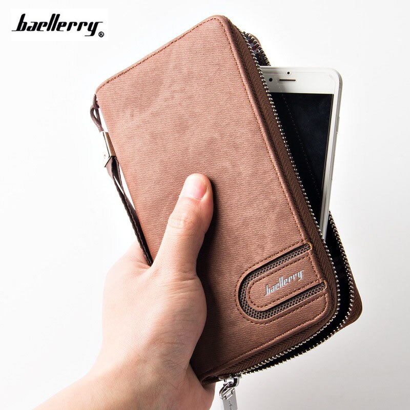 Märke baellerry herr canvas plånbok dragkedja lång clutch telefonväska plånbok kort plånbok med myntficka