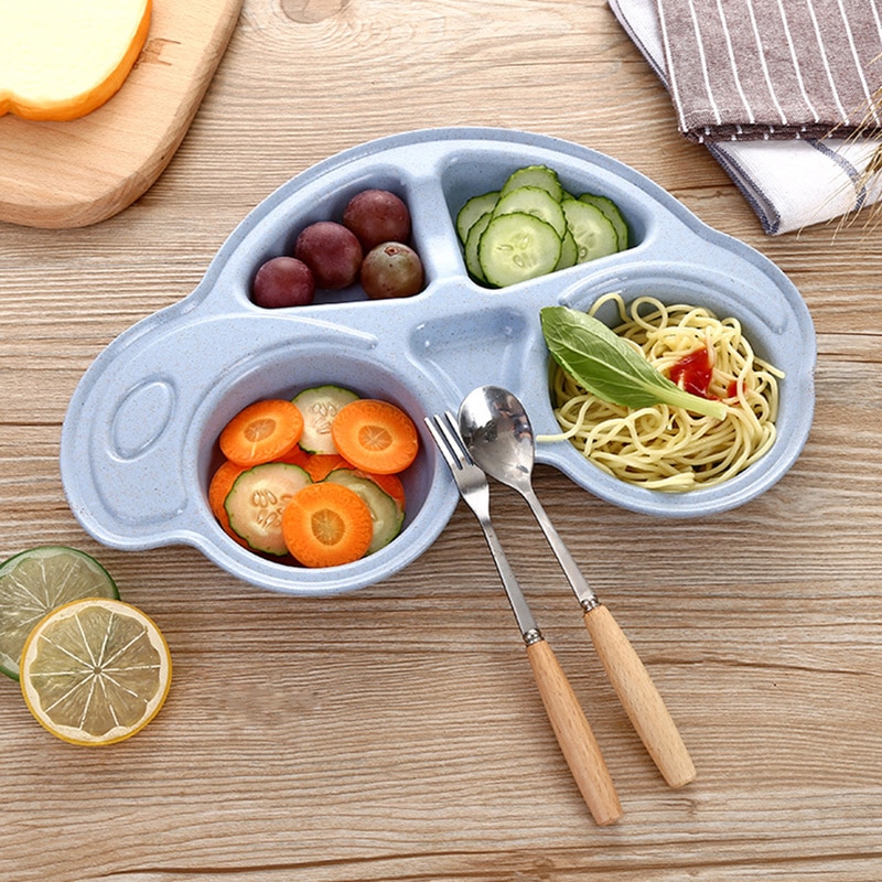 Wheat Straw Car Shaped Lunch Box for Kids School Children Plate Bento Box Kitchen Food Storage Container Accessories
