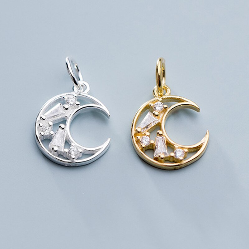 Aushöhlen AAA Zirkon Gepflasterte Mond Reize Romantische 925 Sterling Silber Frauen Baumeln Anhänger DIY Jewely Erkenntnisse passen Armbänder
