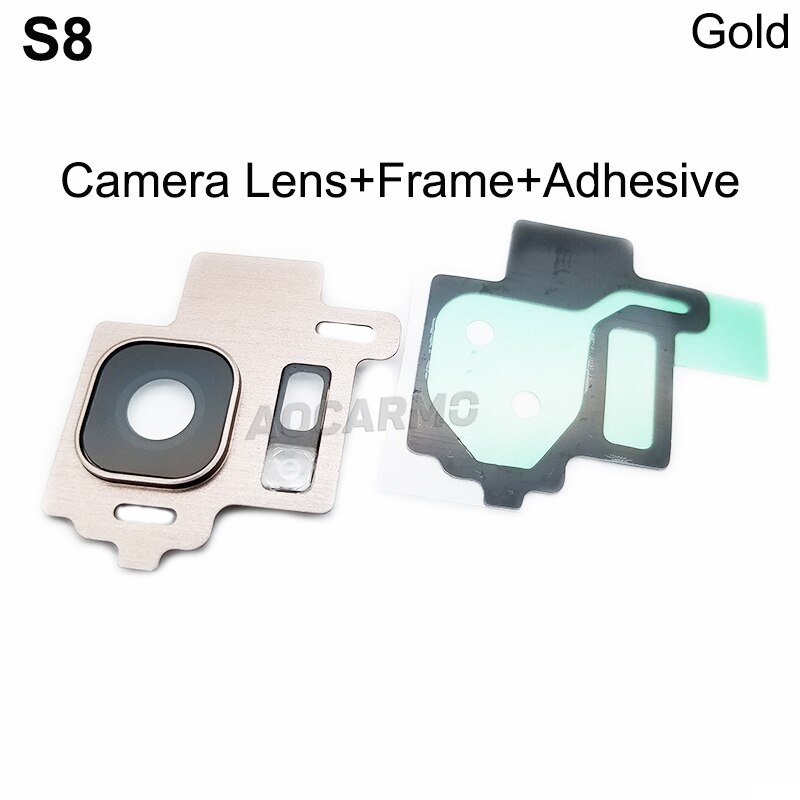 Aocarmo Hinten Zurück Kamera Objektiv Glas Ring Abdeckung Mit Rahmen Klebstoff Für Samsung Galaxis S8 SM-G9500 5.8 "Ersatz: gold
