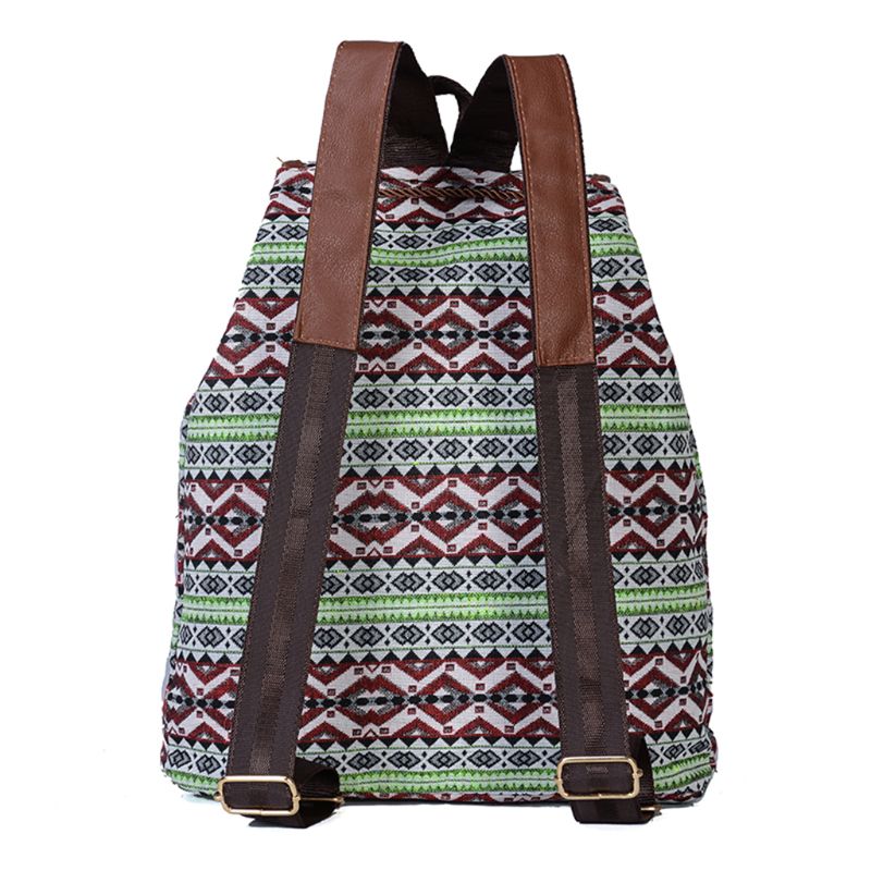 Mochila escolar Retro Bohemia para mujer, bolsa de lona con estampado de cordón, multifunción, novedad de