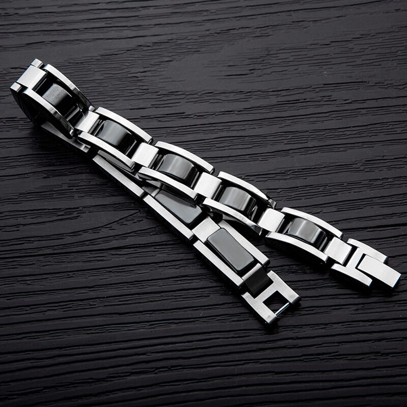 Black Magnetic Bracelet Men Hand Chain Energy Health Germanium Magnet Bracelet Stainless Steel Bracelets for Women