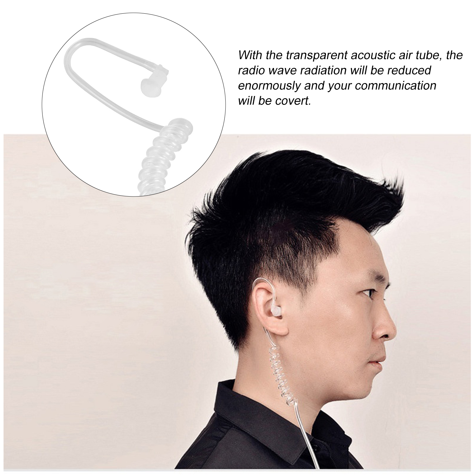 Walkie Talkie 2.5mm Earpiece 1 Pin Covert Acoustic Tube Earpieces Headset with PTT Mic Compatible with Motorola Talkabout MH230R