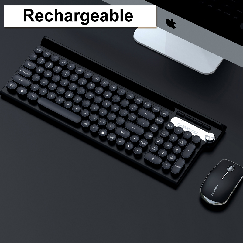 Rechargeable Wireless Gaming Keyboard Mouse Set For Macbook Xiaomi PC Gamer 2.4G Wireless Keyboard Gamer Mouse Computer Keyboard: Black