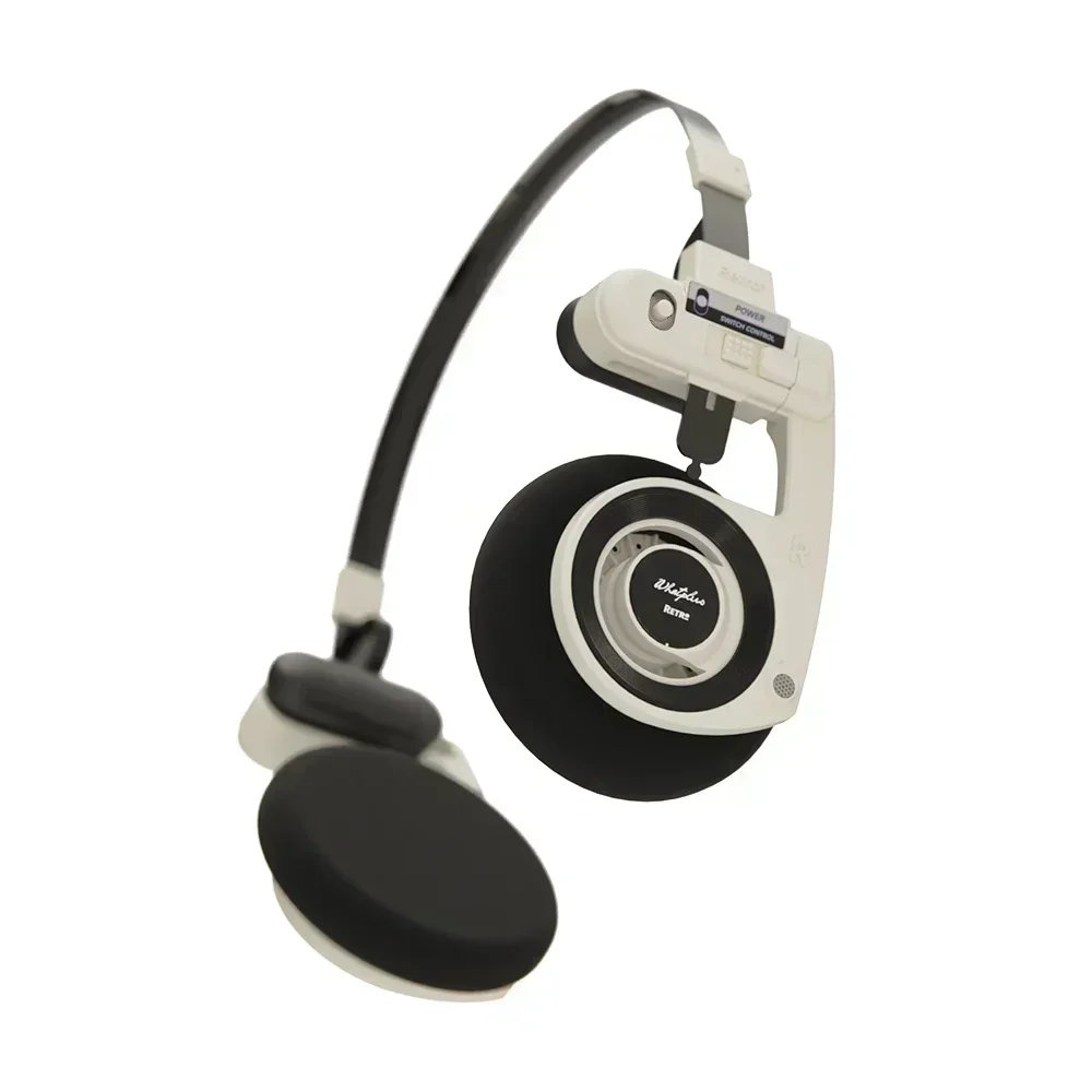 WhatPlus Retro R3 Wireless Bluetooth Headphones Trendy Korean Style Portable Foldable Long-lasting Open-ear Headset Girls: Blue