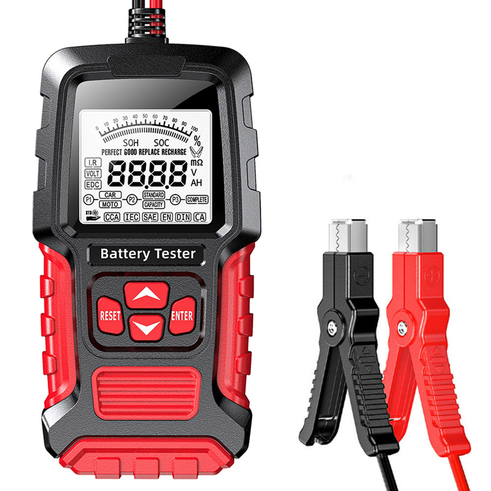 Blei-Säure-Batterie-Test, Autobatterie-Tester, 12 V, 24 V, Messung, Diagnose-Tool, LCD, digital, für Fahrzeug, LKW, Motorrad, SUV: Rot