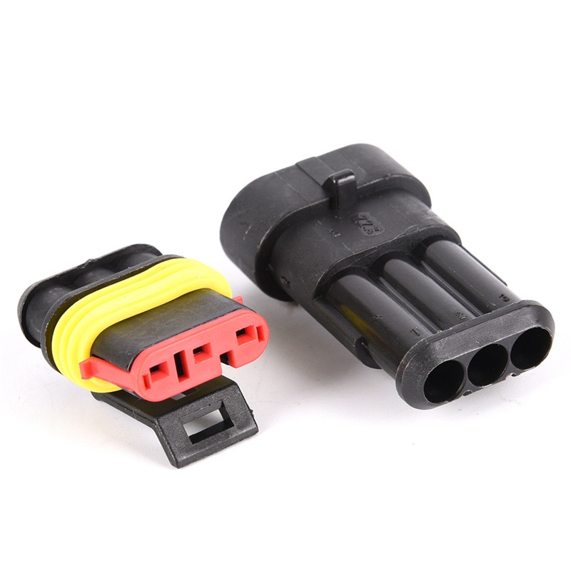 5Set Waterproof Car Part 3 Pin Way Sealed Electrical Wire Auto Connector Plug Set Car Motorcycle for HID LED Light fog lamp