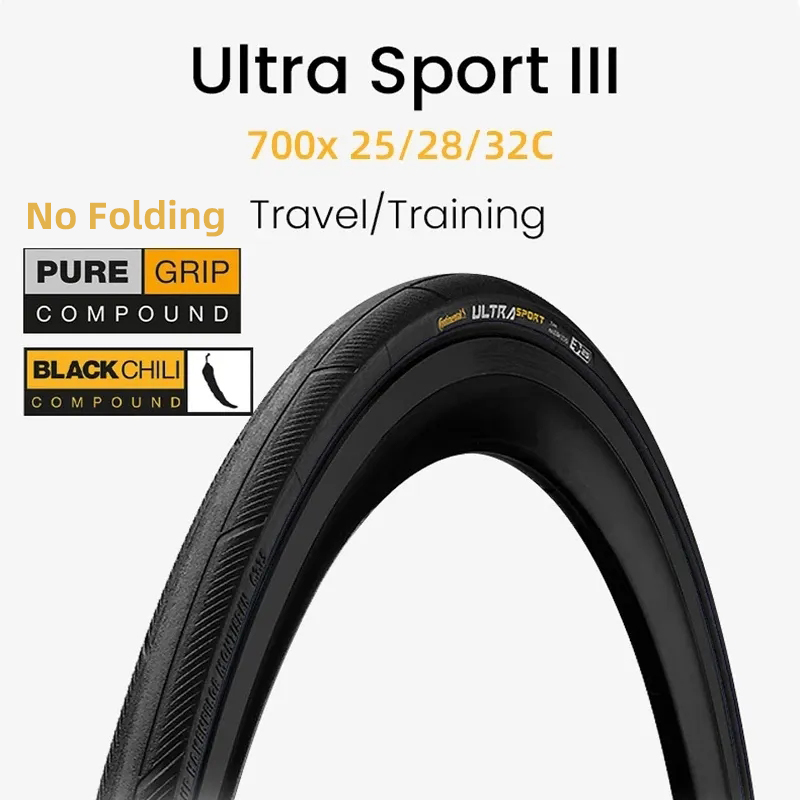 kontinental Ultra Sport III Fahrrad-Straßenreifen, 700 x 25 C, 28 C, 32 C, ULTRASport, kein Faltrad, Glatze, Draht, Perlenreifen, 180 TPI