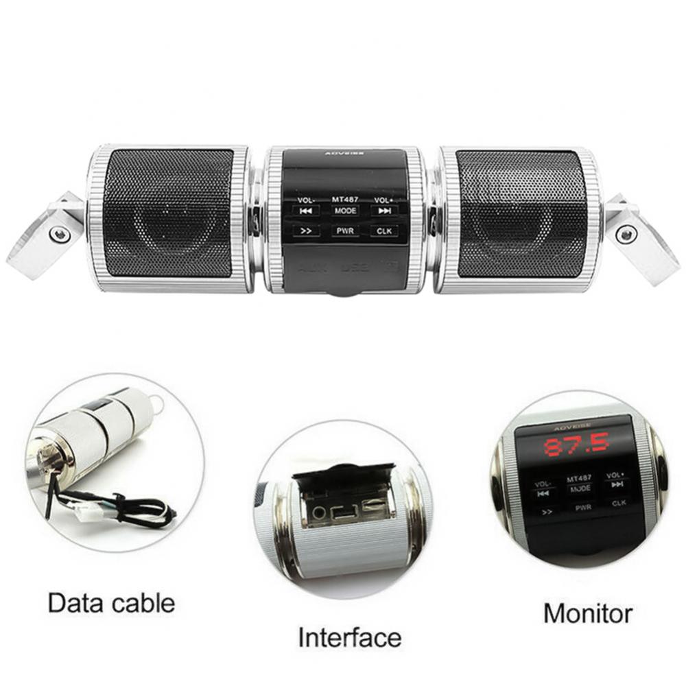 Motorcycle Bluetooth Music Player MP3 Motorcycle Stereo Speaker FM Radio Adjustable LED Screen Waterproof