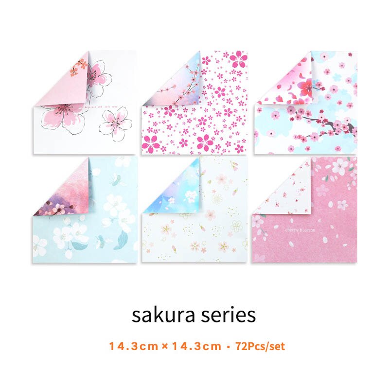 72Pcs Double Sided Paper Scrapbooking Decoration Kid DIY Handmade Coloured Folded Craft Square Arts Material 15*15cm: sakura series