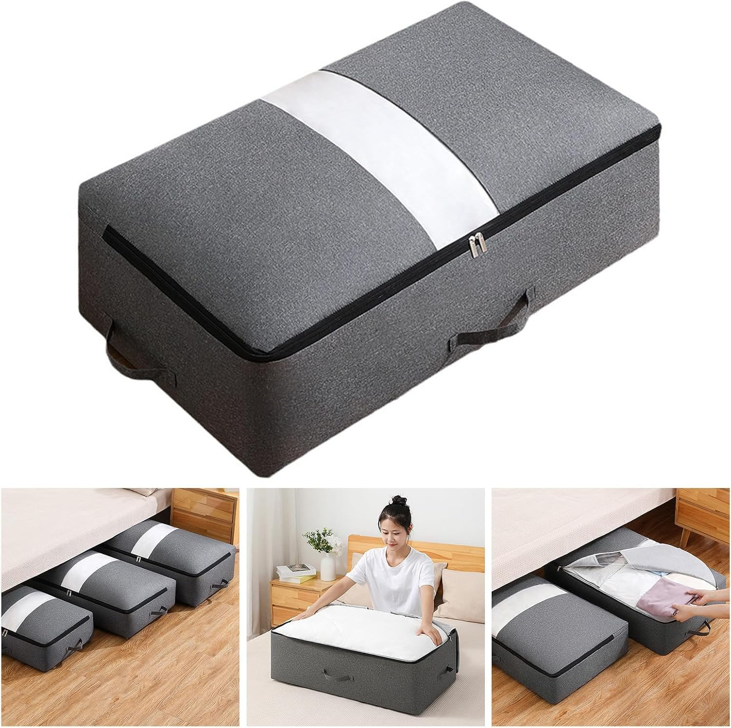 Foldable Clothes and Blanket Storage Bag Practical Storage Bag with Clear Window Organizers Bag for Quick Item Retrieval