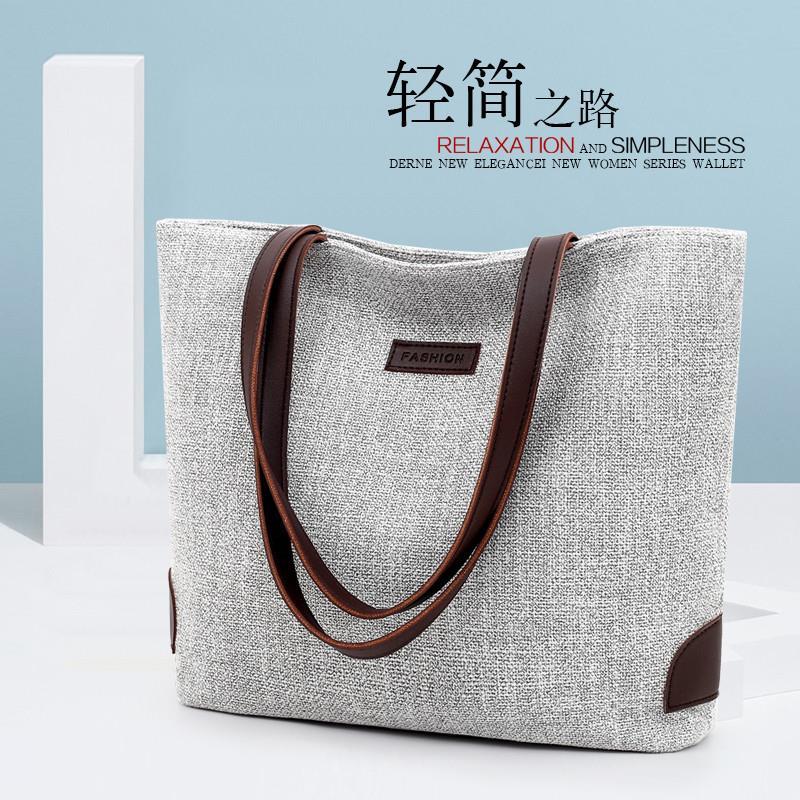 Katoen Linnen Literaire Schouder Canvas Tas Met Rits Handtas Eenvoudige Grote Casual Leuke Soft Shopping Tassen Voor Meisjes: 1