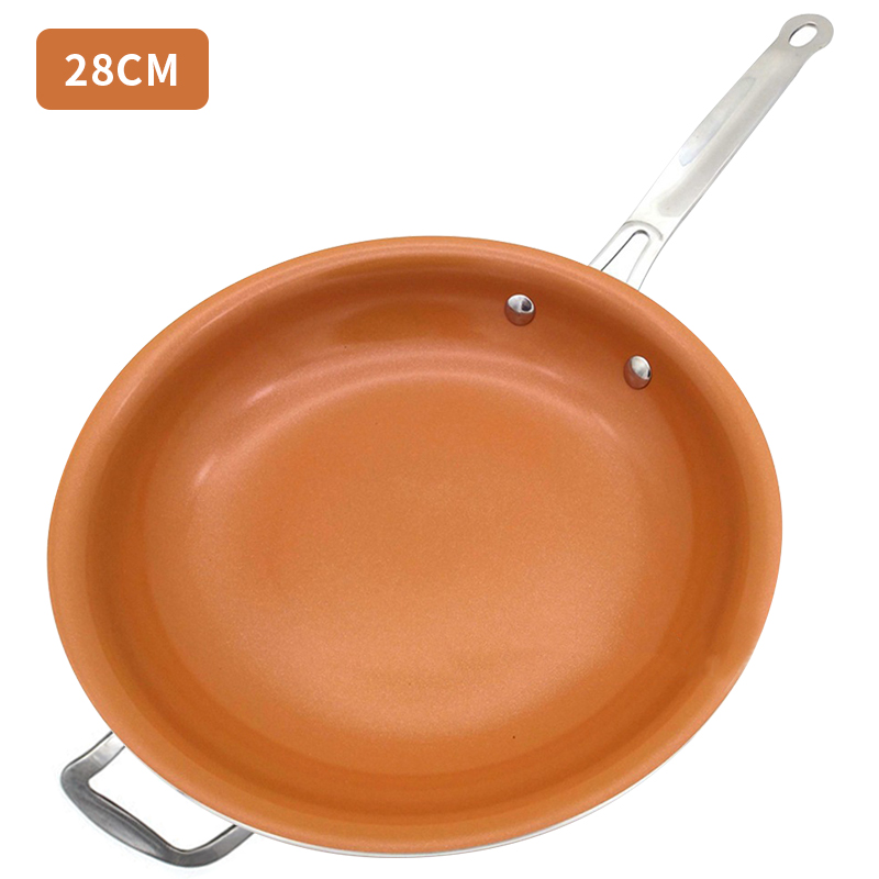 Non-stick Koperen Pannen Koekenpannen Met Coating Inductie Koken Oven Koken Pot Anti-aanbak Pan Kookgerei: Sky Blue