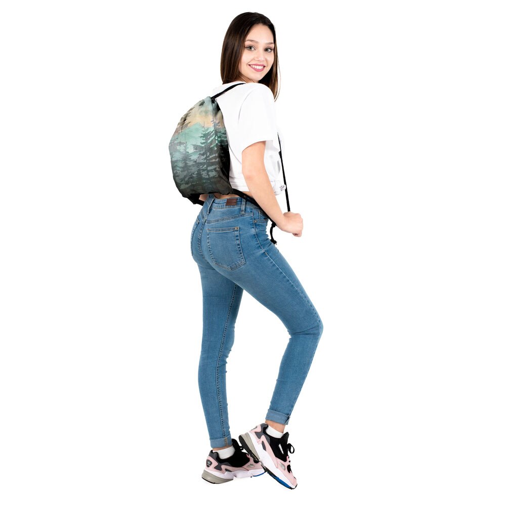 Natural Drawstring Bag Backpack Women Portable Shopping Bag Casual 3D Printing Forest Outdoor Travel Bag