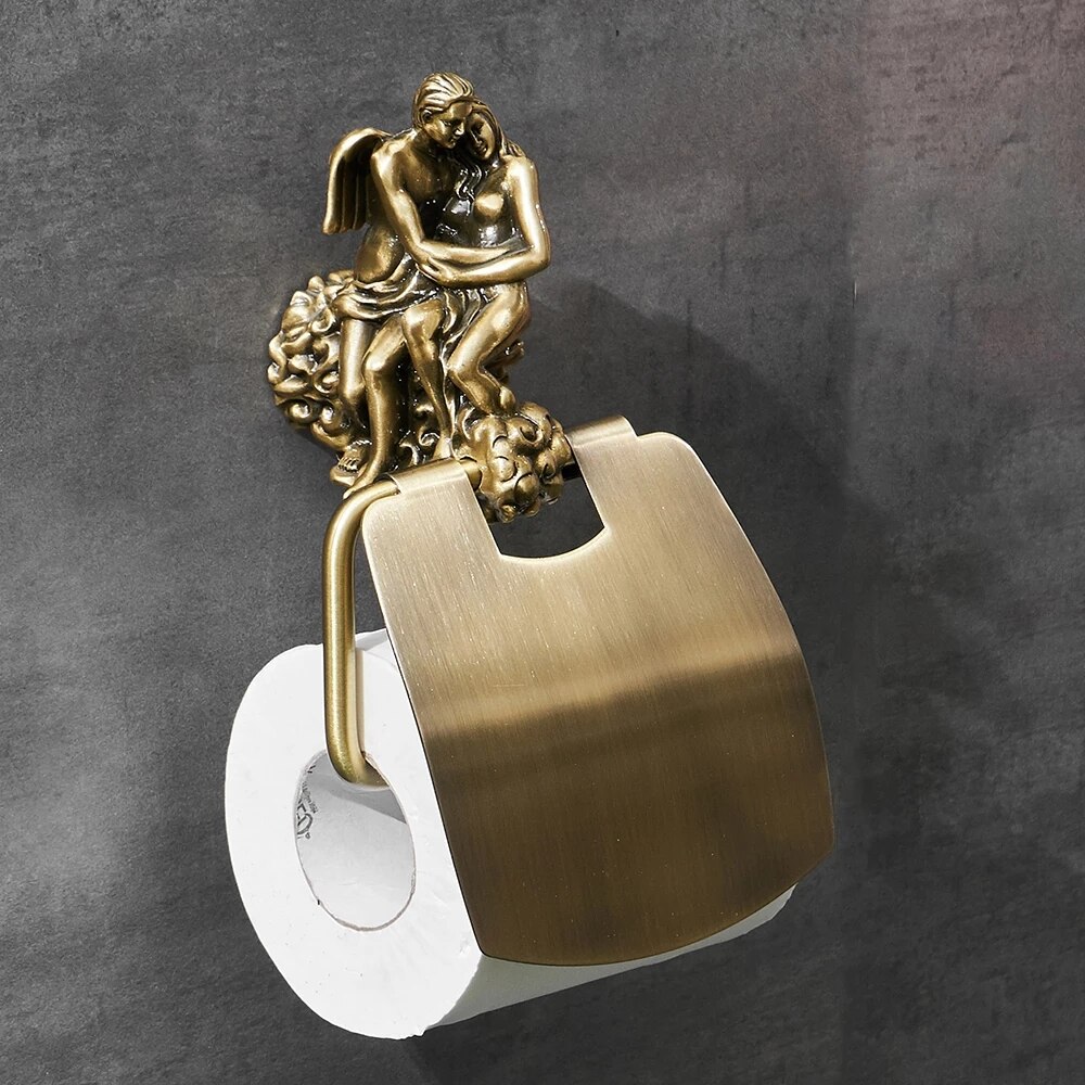 Romantisk serie bronze badeværelse toiletpapirholder vægmonteret håndklædestang toiletbørsteholder badeværelse tilbehør  w6400