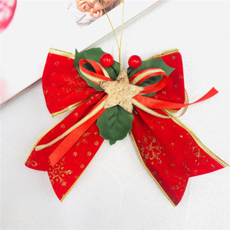 Diy Kerst Boog Decor Kerstboom Guirlande Accessoires Christmas Box Wikkelen Bows Home Goud Zilver Rode Strik Xmas
