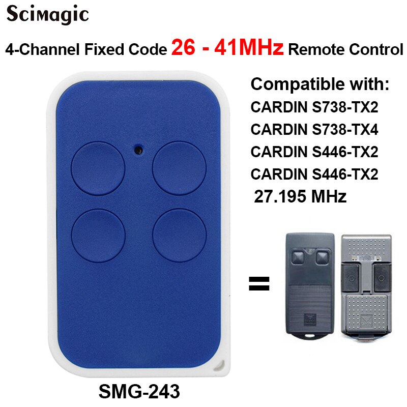 Télécommande de Garage S449 QZ2 QZ4 CARDIN S476 433.92MHz S738 S466 TX2 TX4 27.195 MHz 3 types de CARDIN pour porte en: S466 S738 TX2 TX4