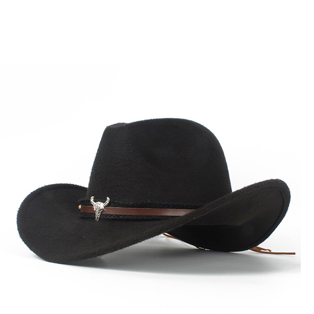 Kvinder mænd uld hul western cowboy hat roll-up brim herre outblack sombrero hombre jazz kasket