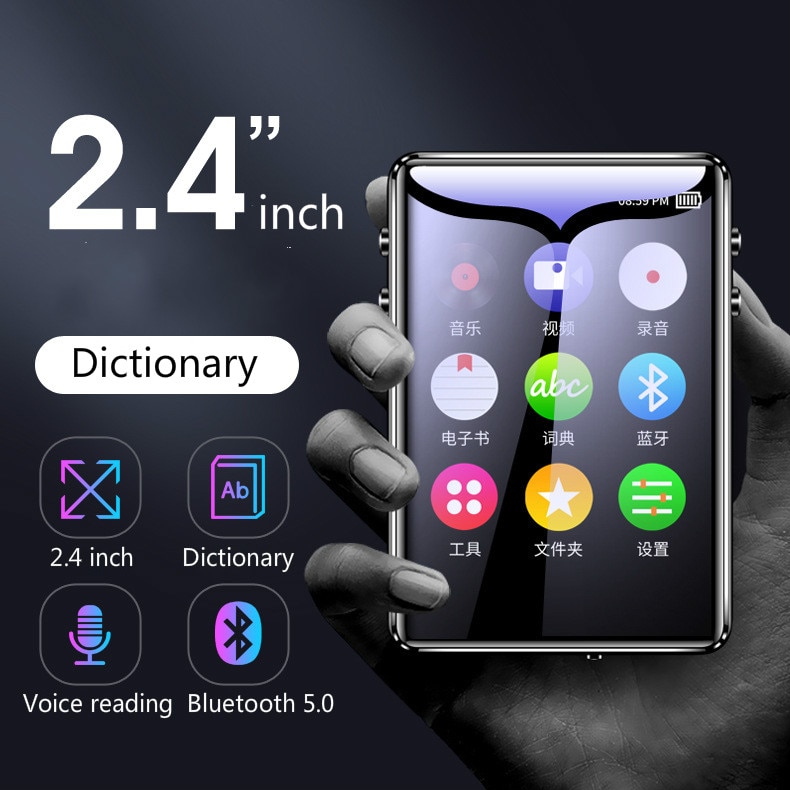 Bluetooth MP3 Player 16GB Full Touch Screen 2.4inch Noise Canceling Walkman Stereo Hifi Music Players Supports TF Card 4GB 8GB
