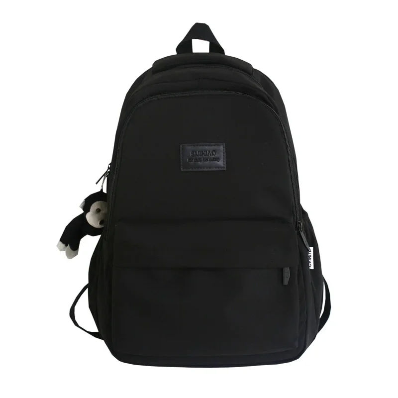 Mochila de Color liso para mujer, bolso de libros universitario con múltiples bolsillos, mochilas informales para ordenador portátil, mochila escolar para hombres y adolescentes, mochilas escolares para niñas: Castaño