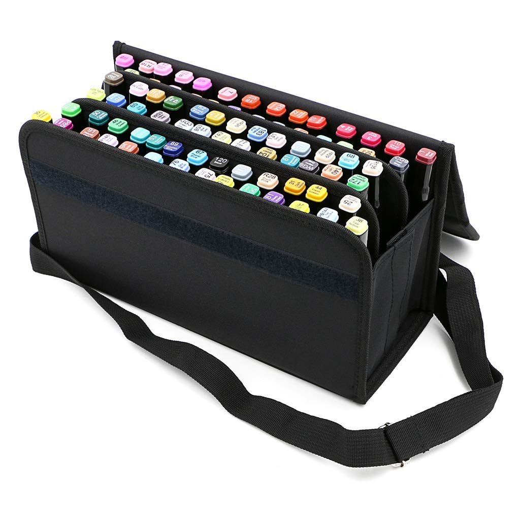 80 fentes grande capacité pliant stylo marqueur étui Art marqueurs stylo stockage sac de transport Durable croquis outils organisateur noir