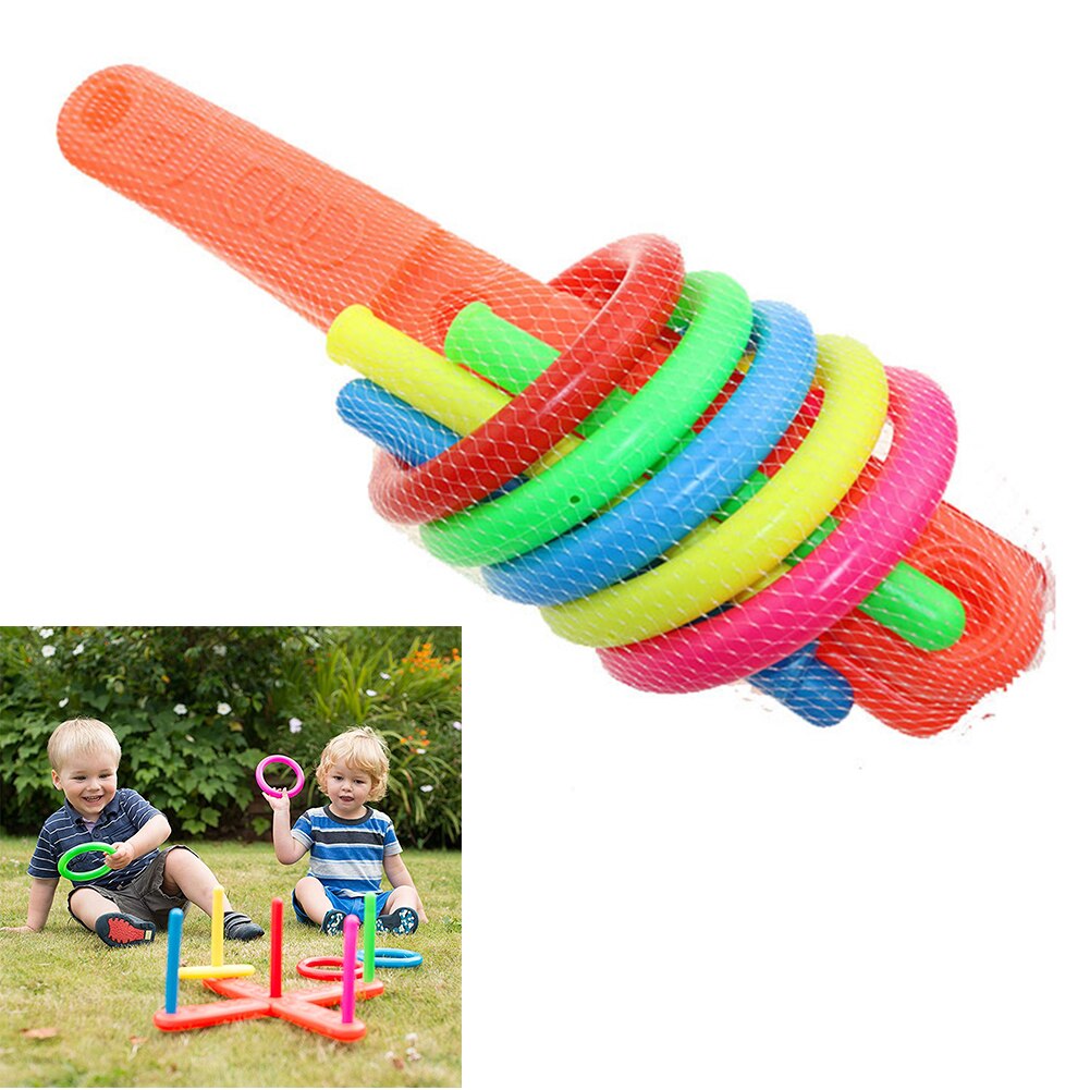 Båge ring kasta plast ring kasta quoits trädgård spel pool leksak utomhus kul set leksaker för barn barn zxh