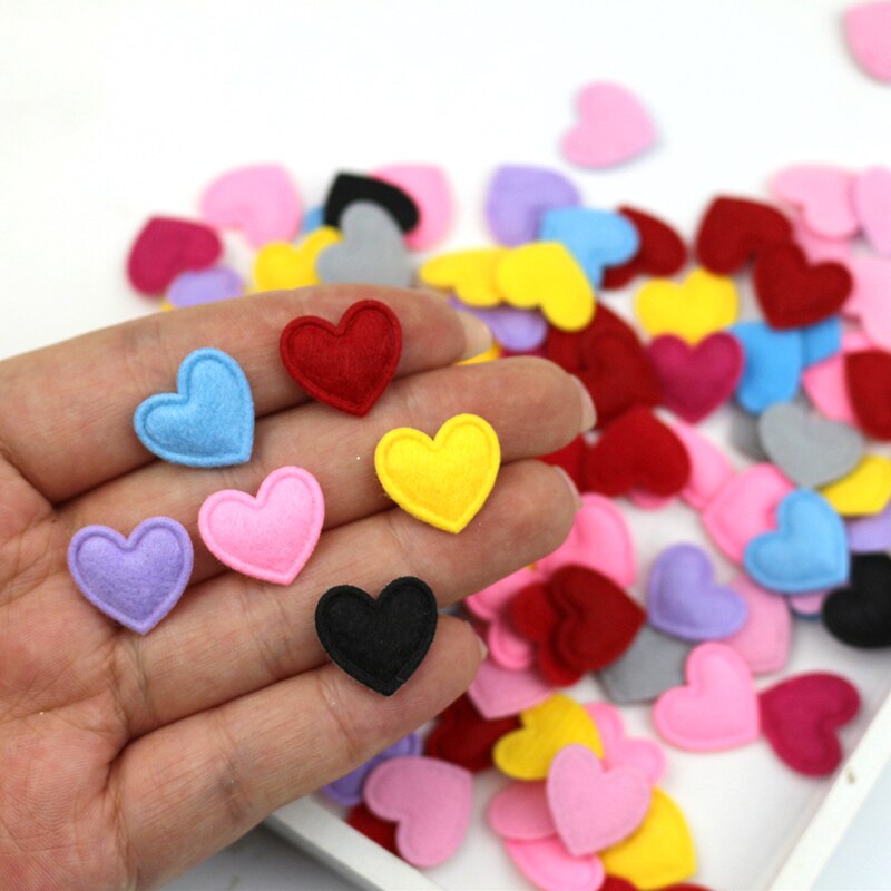 200 stk mini love heart polstret patch filt stof applikationer gør-det-selv håndværksartikler scrapbog basteln materialer hårnåle hårtilbehør