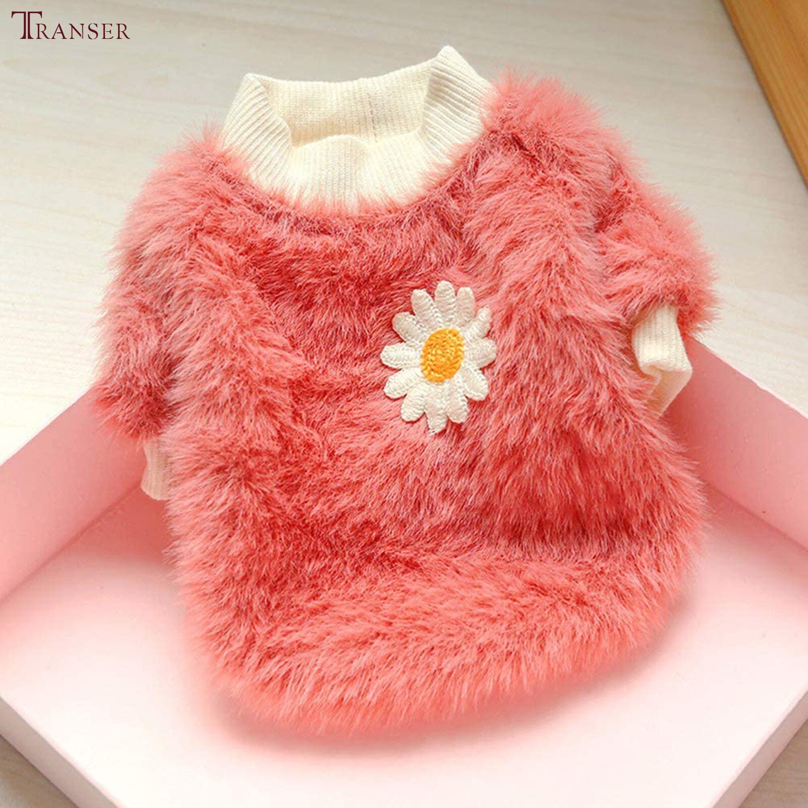 Transer Daisy Bloem Kleine Hond Winter Kleding Zachte Warme Pluche Hond Trui Hond Kleding Teddy Jas 211