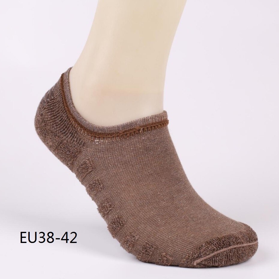 Chaussettes style serviette, invisible, pour homme, 6 pièces (3 paires), 3 couleurs/lot, matière coton, rayures, semelles anti-dérapantes, , , grande taille EU 43-46: Marron