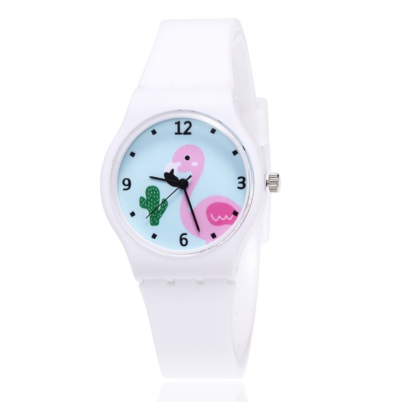 Silicone Candy Jelly Kleur Student Horloge Meisjes Klok Flamingo Horloges Kinderen Horloge Cartoon Kinderen Quartz Horloge: WT