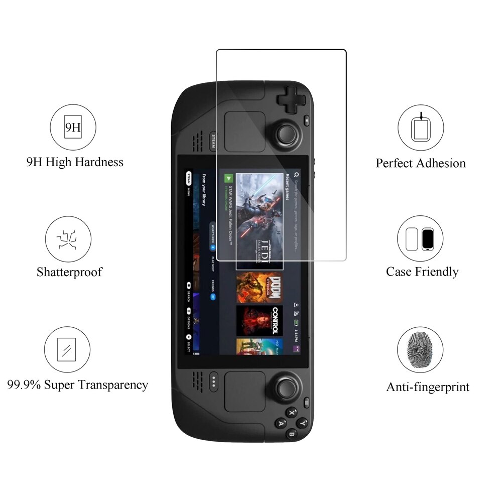 Screen Protector Compatibel Met Stoom Dek (7Inch) (3 Pack) gehard Glas Case Vriendelijke [9H Hardheid]
