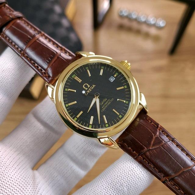 Omega- Brand Automatische Mechanische 007 Horloges Mannen Waterdichte Skeleton Polshorloge Met Vrouwen Mannen Lederen Band: 13