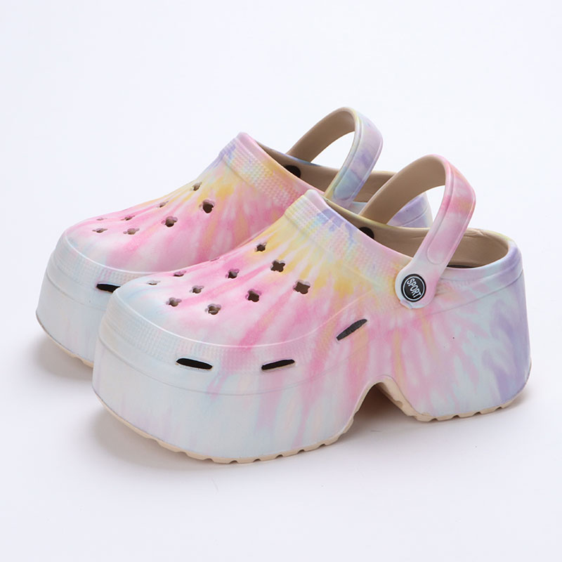 Zuecos de fondo grueso de leopardo para mujer, sandalias de plataforma gruesas con punta cerrada, zapatillas de tacón de cuña súper alto para verano 2023: Caqui / 40