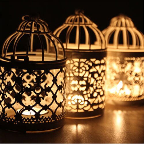 Lantern Hollow Hanging Bird Cage Candle Holder Candlestick Lantern Classic Wedding Decor