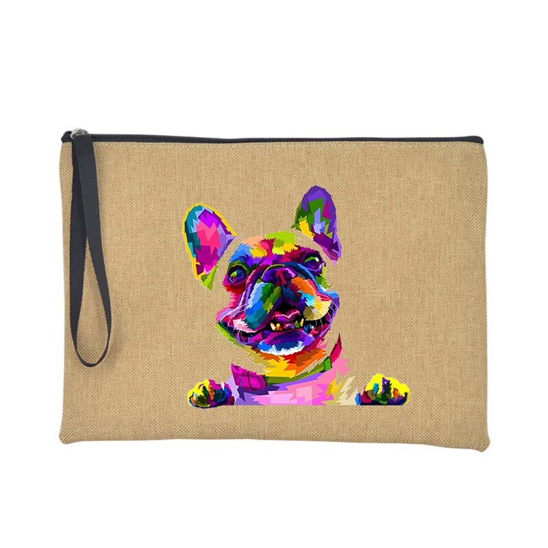 French Bulldog Purse Women Shopping Large Wallet Female Clutch Summer Beach Tote Handbag Travel Toiletries Card Keys Storage Bag: Q01026-A012BR-S