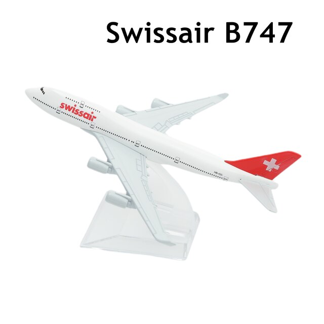 Italia oeairlines Boeing 777 aereo in lega pressofuso modello 15cm aviazione da collezione in miniatura Souvenir ornamento con supporto: Swissair B747